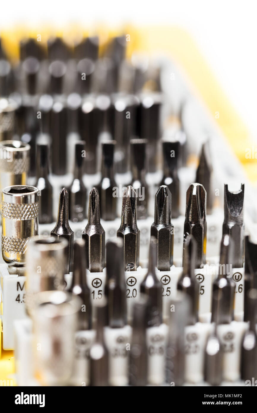 set of screwdrivers in the package close-up Stock Photo