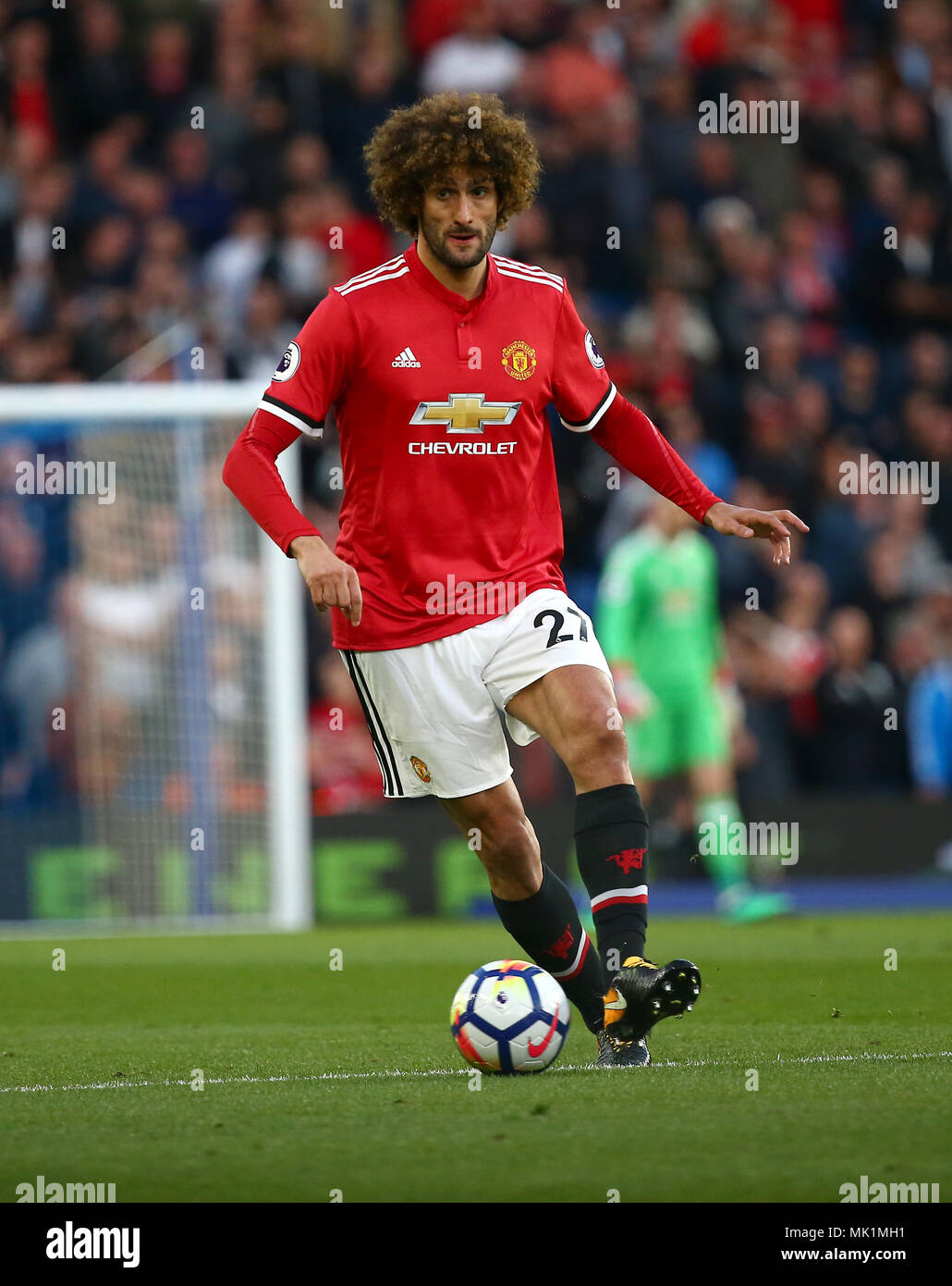 Marouane Fellaini of Manchester United  during the Premier League match between Brighton and Hove Albion and Manchester United at the American Express Community Stadium in Brighton and Hove. 04 May 2018 *** EDITORIAL USE ONLY ***  No merchandising. For Football images FA and Premier League restrictions apply inc. no internet/mobile usage without FAPL license - for details contact Football Dataco Stock Photo