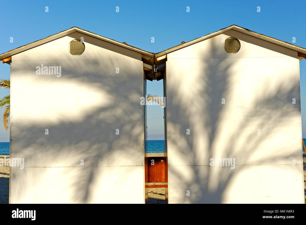 beach huts near Alicante Spain Stock Photo