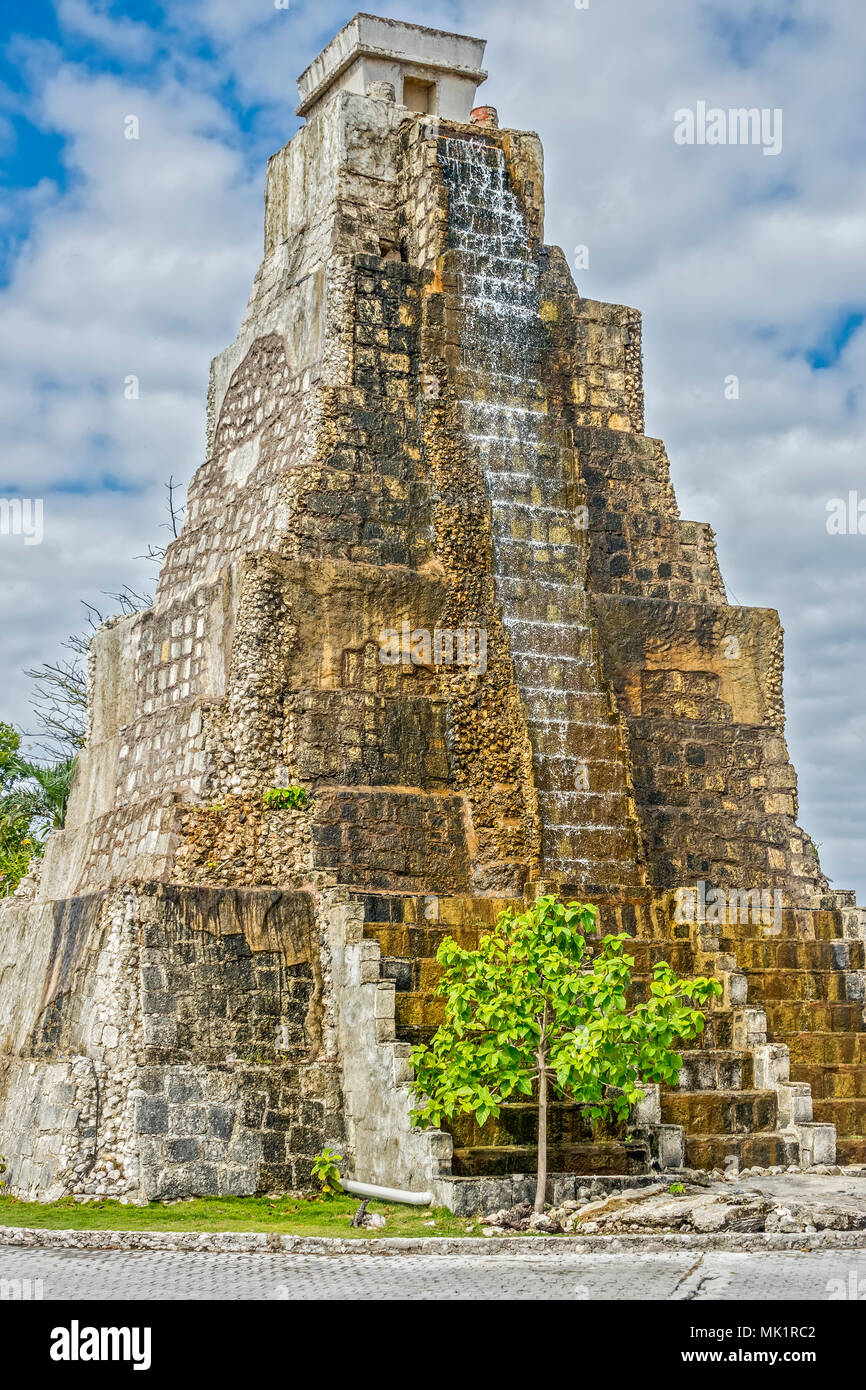 Artificial Pyramid, Costa Maya Tourist Resort, Mexico Stock Photo