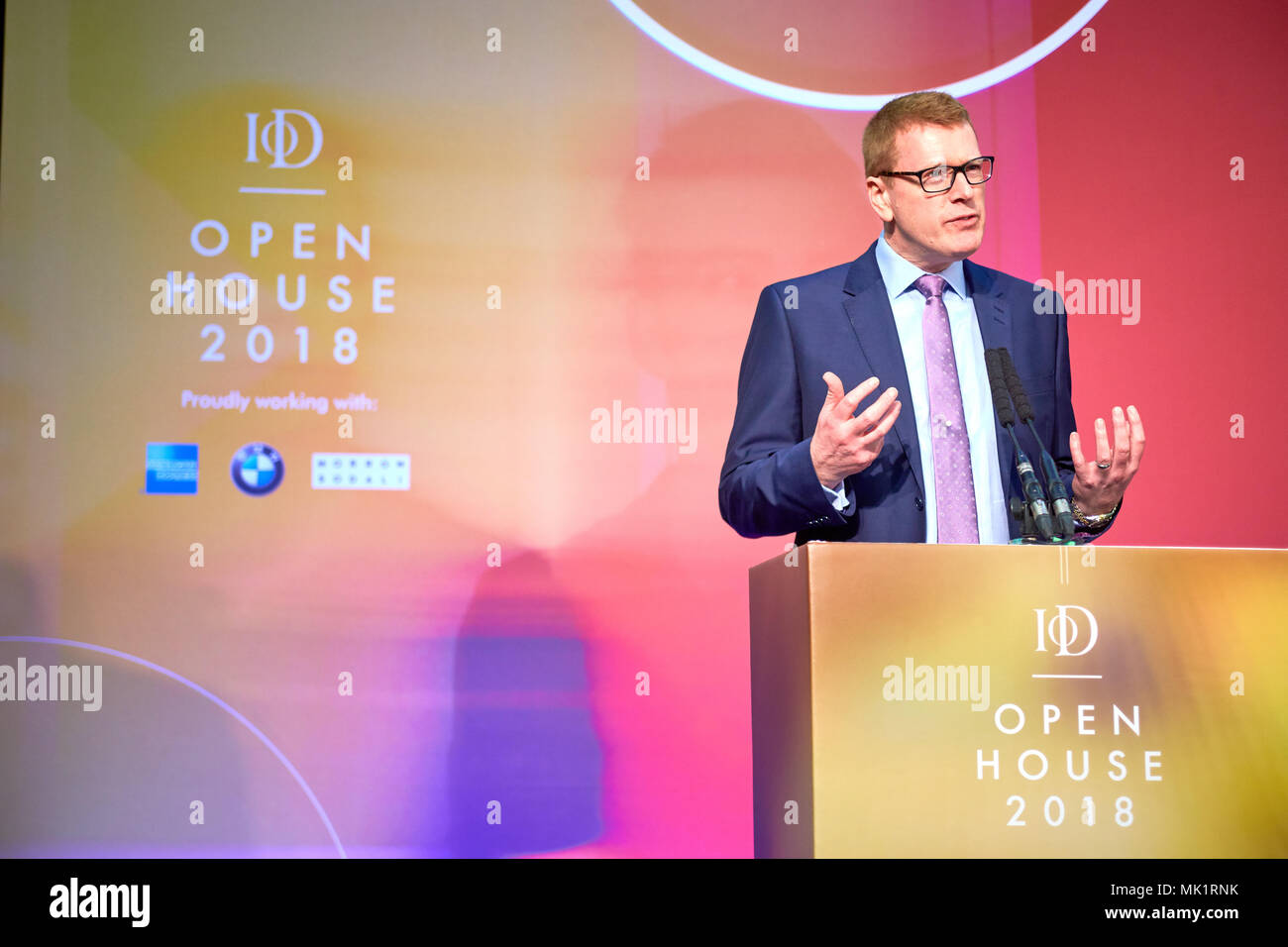 Director General STEPHEN MARTIN delivers a speech at the Institute of Directors Open House 2018 event held in the IoD's Pall Mall building Stock Photo