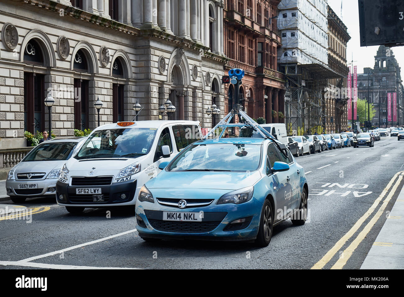 Glasgow City Scotland - 06.05.2018 Google Street View vehicle car apping streets throughout the city center of Glasgow Stock Photo