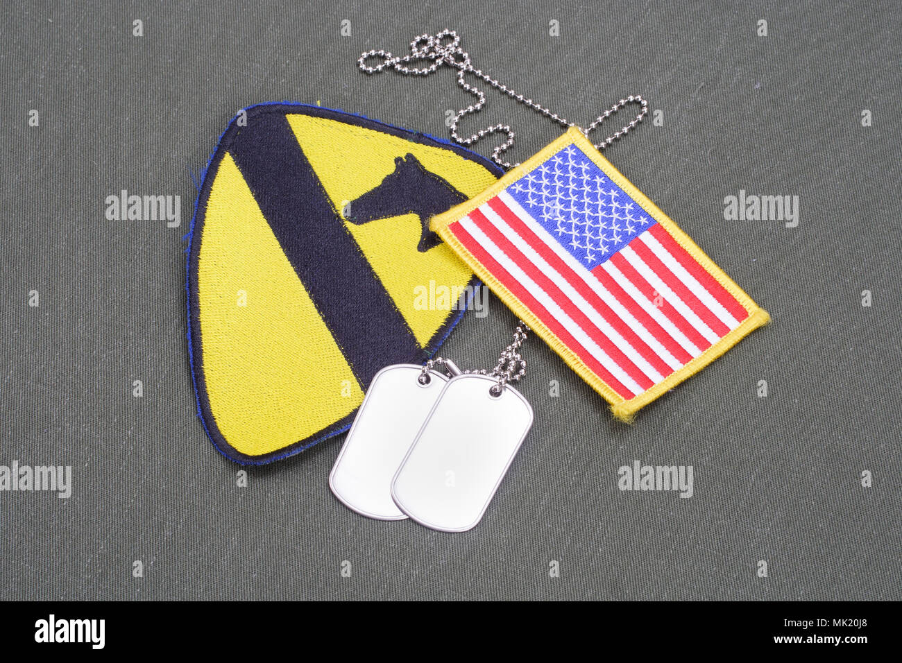 KIEV, UKRAINE - May 18, 2015. US ARMY 1st Cavalry Division patch on ...