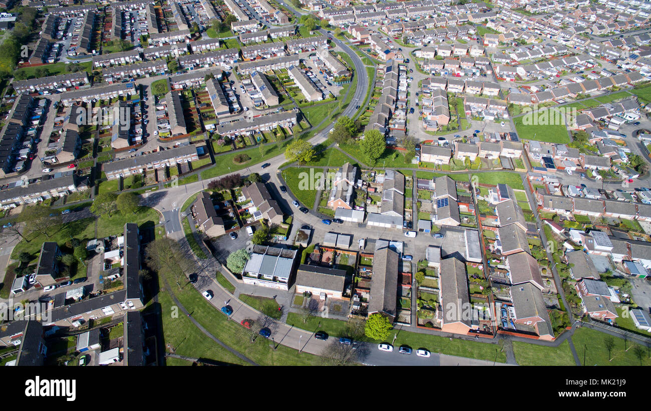 aerial view of cheltenham avenue shop and  sutton park, Hull Stock Photo
