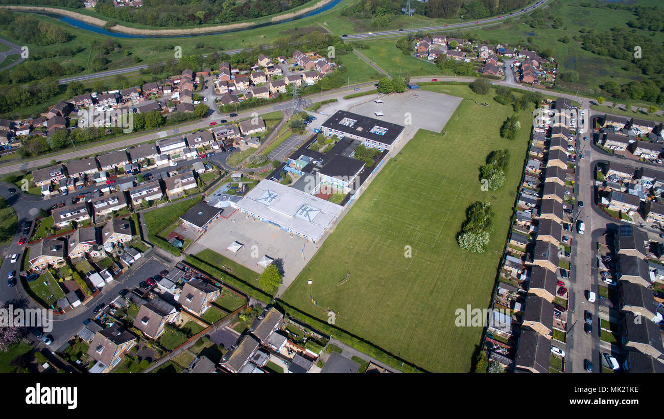 aerial view of St Andrews C Of E Primary School, Hull Stock Photo