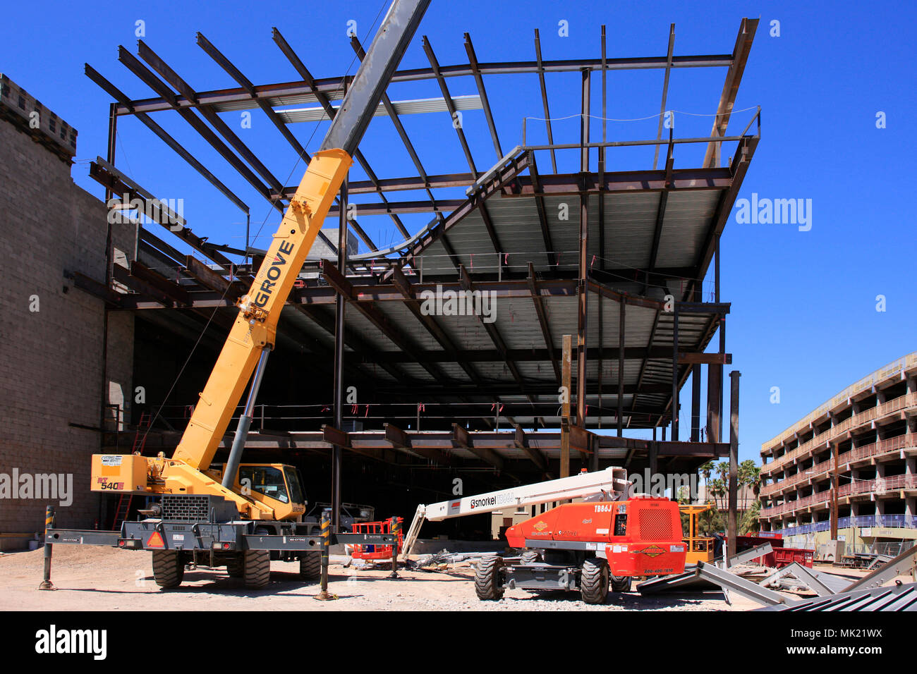 New construction of a parking garage in downtown Tucson AZ Stock Photo
