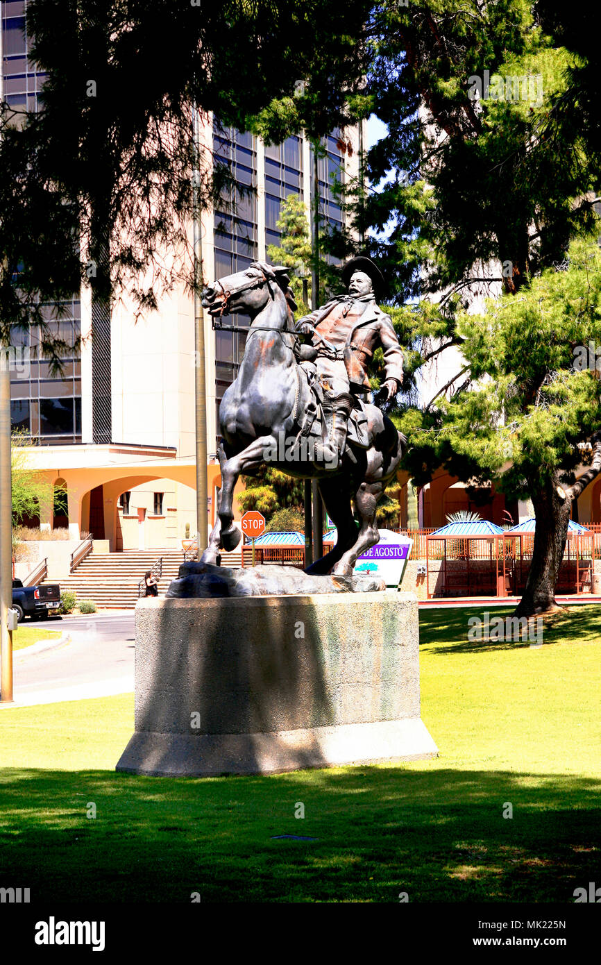 Statue of Pancho Villa in Viente de Agosta Park in downtown Tucson AZ