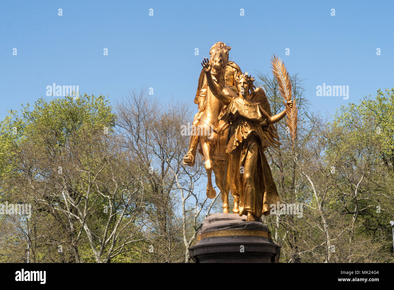 General Sherman Statue is Located in Grand Army Plaza at the Southern End of Central Park, NYC,USA Stock Photo