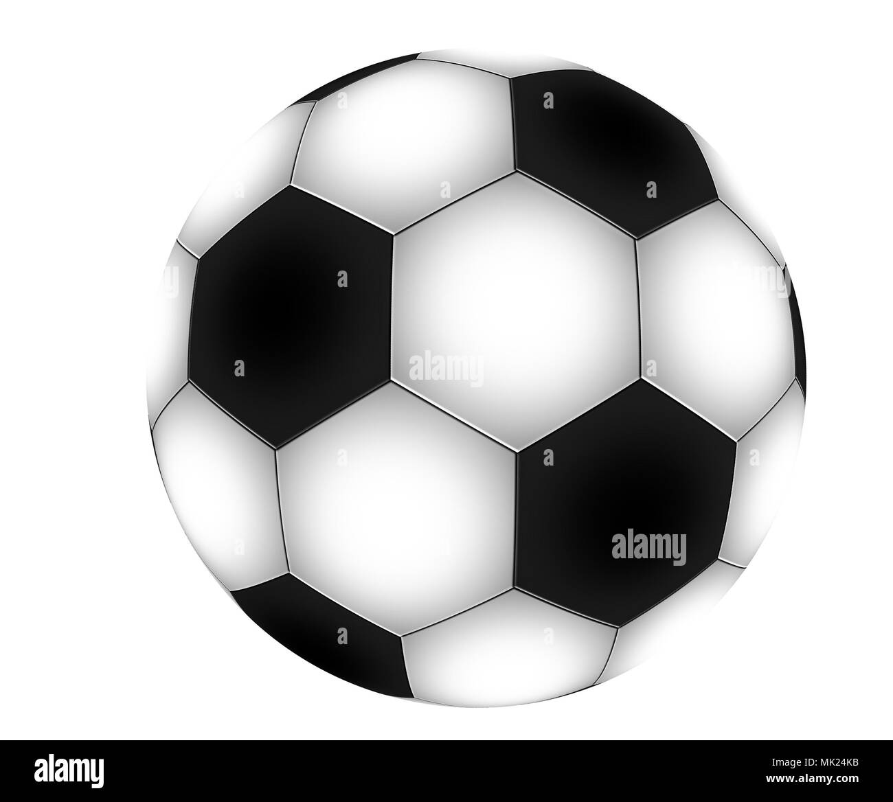 close up on traditional black and white football soccer ball on white