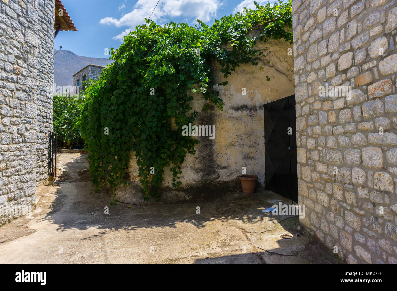 Areopoli village in Mani of Peloponnese in Greece. Traditional stone