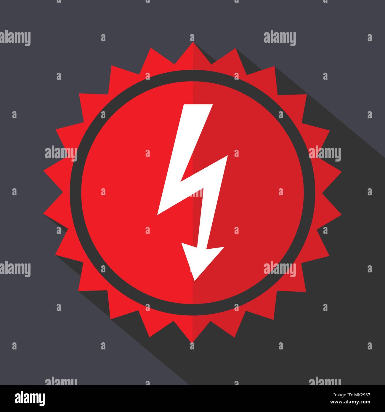 Bolt red sticker flat design vector icon Stock Vector Image & Art Alamy