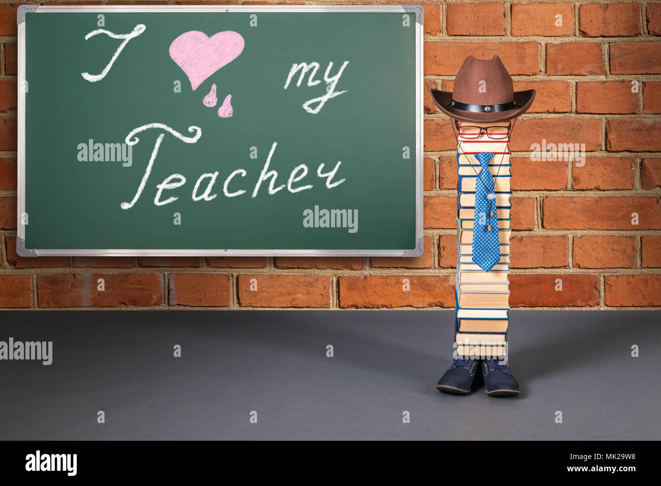 I love my Teacher, funny education concept Stock Photo