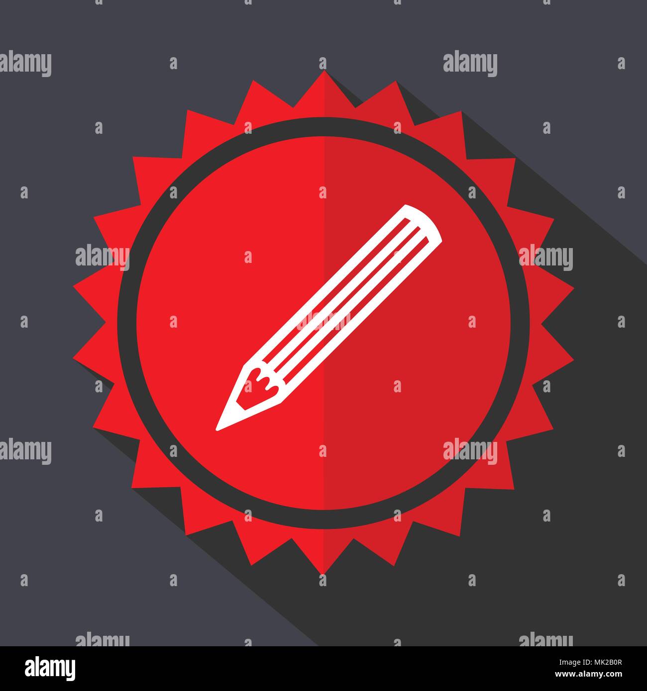 Pencil red sticker flat design vector icon Stock Vector Image & Art - Alamy