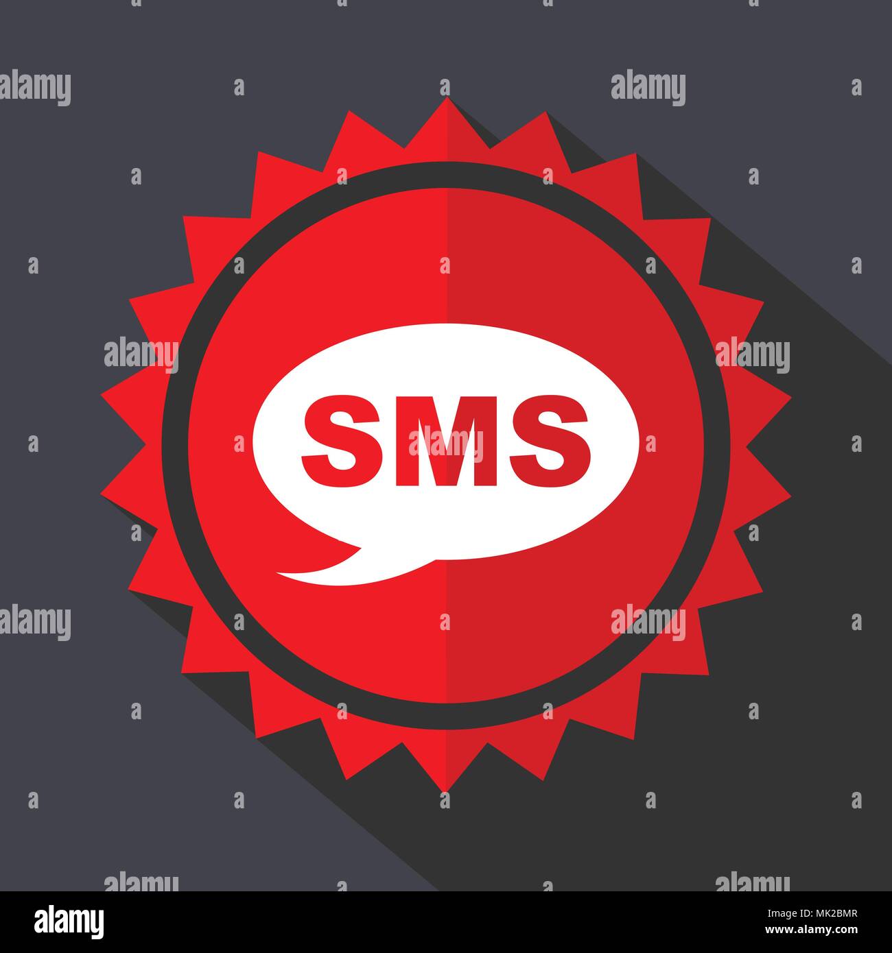 Sms red sticker flat design vector icon Stock Vector Image & Art Alamy