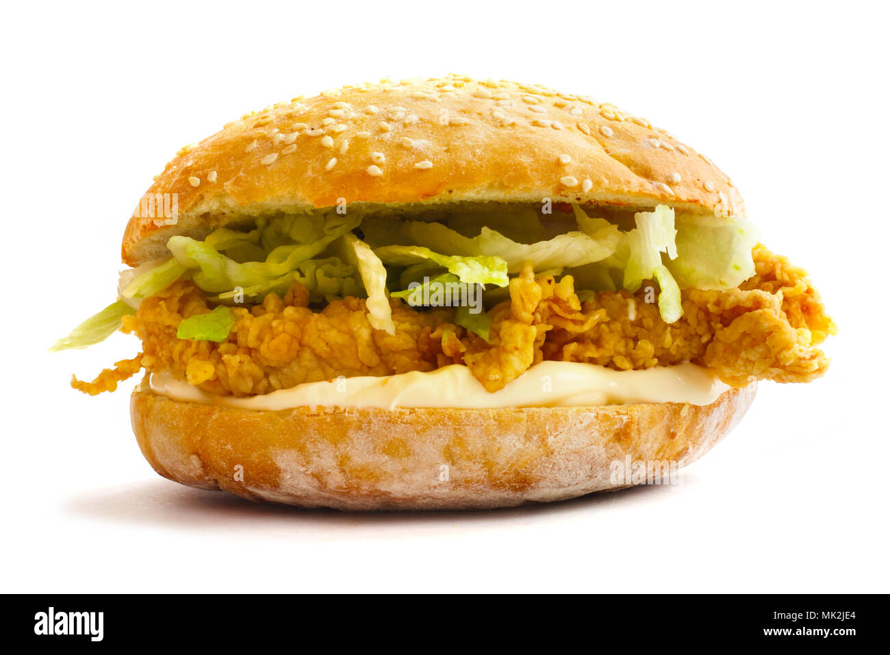 Classic Chicken Burger Isolated on white background Stock Photo