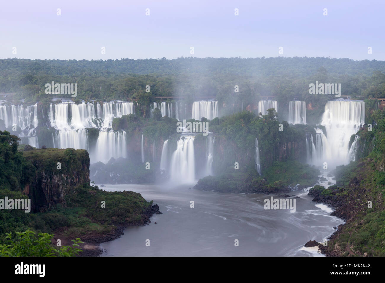 The Iguassu or Iguacu falls - the world's biggest waterfall system on the border of Brazil an Argentina Stock Photo