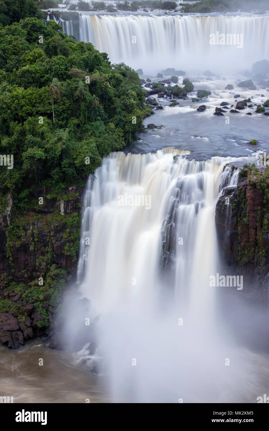 The Iguassu or Iguacu falls - the world's biggest waterfall system on the border of Brazil an Argentina Stock Photo