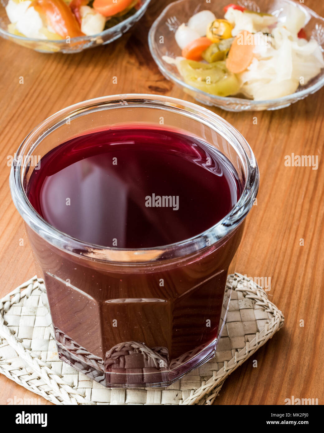 Turkish Turnip Juice with pickles / Salgam Suyu.(homemade beverage