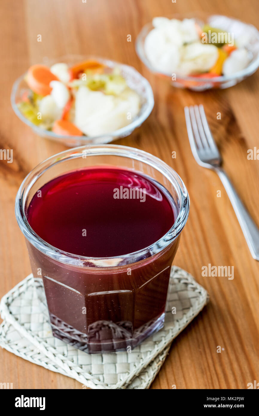 Turkish Turnip Juice with pickles / Salgam Suyu.(homemade beverage