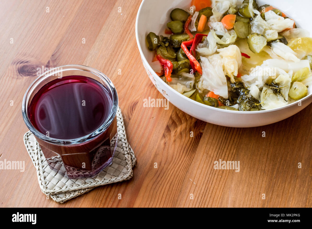 Turkish Turnip Juice with pickles / Salgam Suyu.(homemade beverage