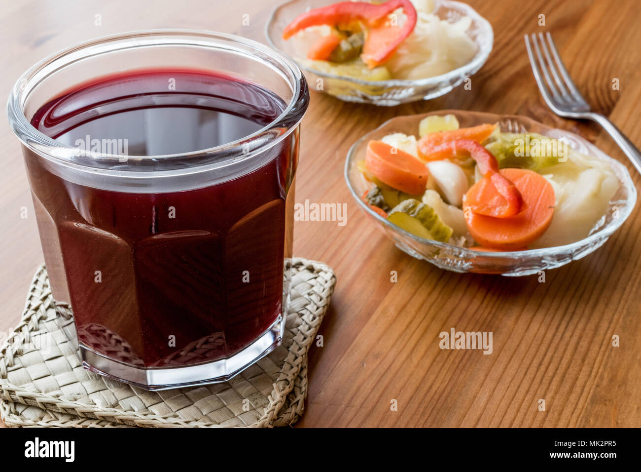 Turkish Turnip Juice with pickles / Salgam Suyu.(homemade beverage