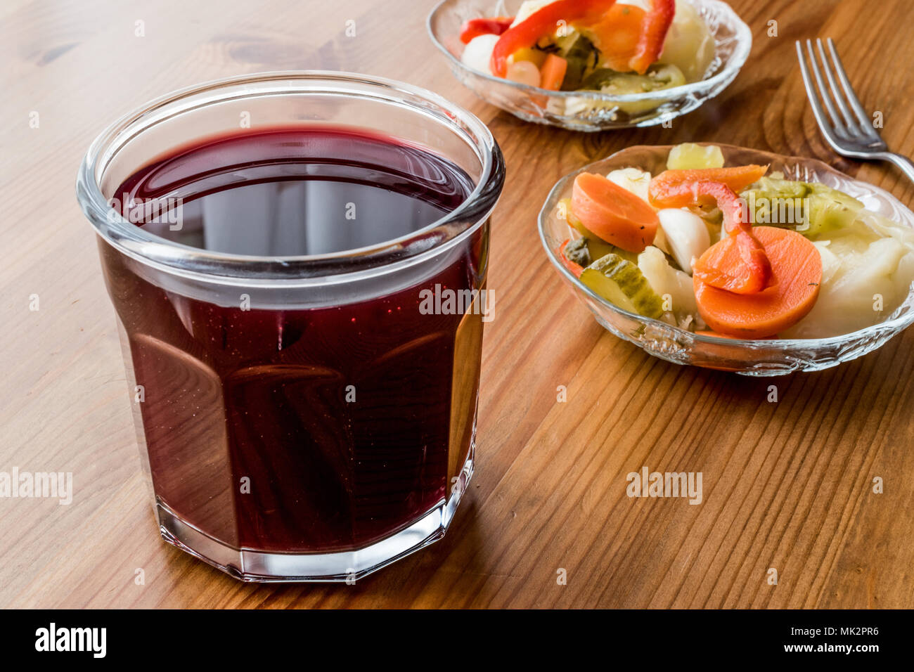 Turkish Turnip Juice with pickles / Salgam Suyu.(homemade beverage