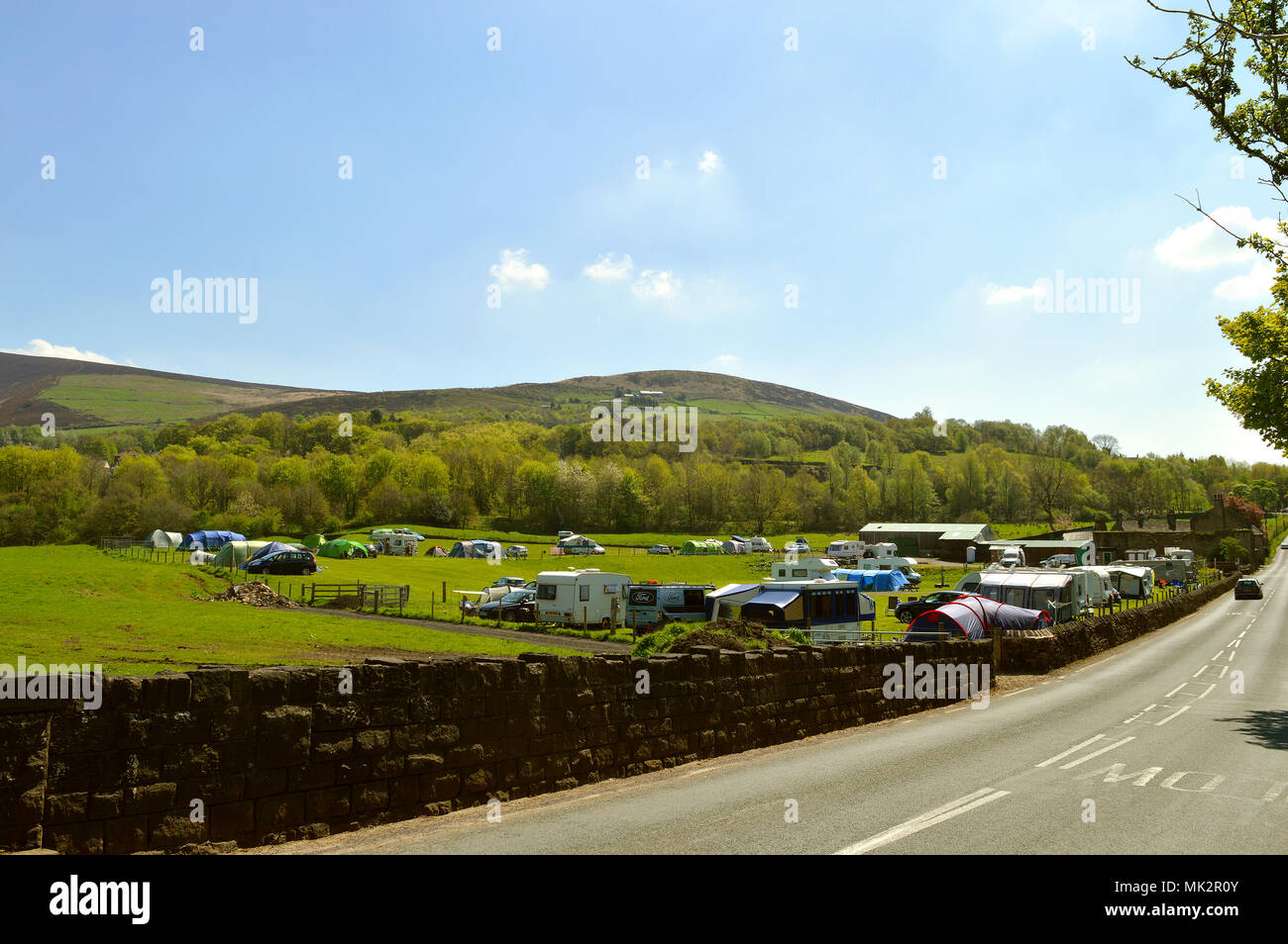 Well'i'hole Farm Caravan Site in Friezland, Saddleworth Moor Stock
