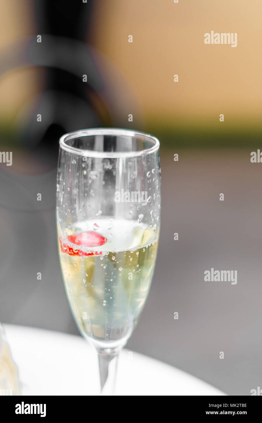 Refreshing Spanish cava (sparkling wine) served in glasses Stock Photo