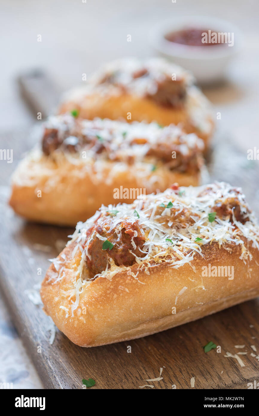 Meatball Sub Sandwich with Marinara Sauce and Cheese Stock Photo Alamy