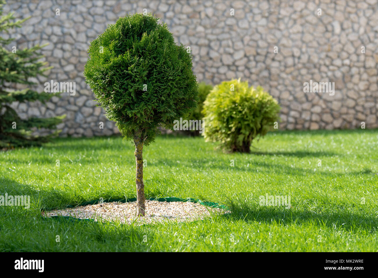 Home house landscape design landscaping lawn hires stock photography
