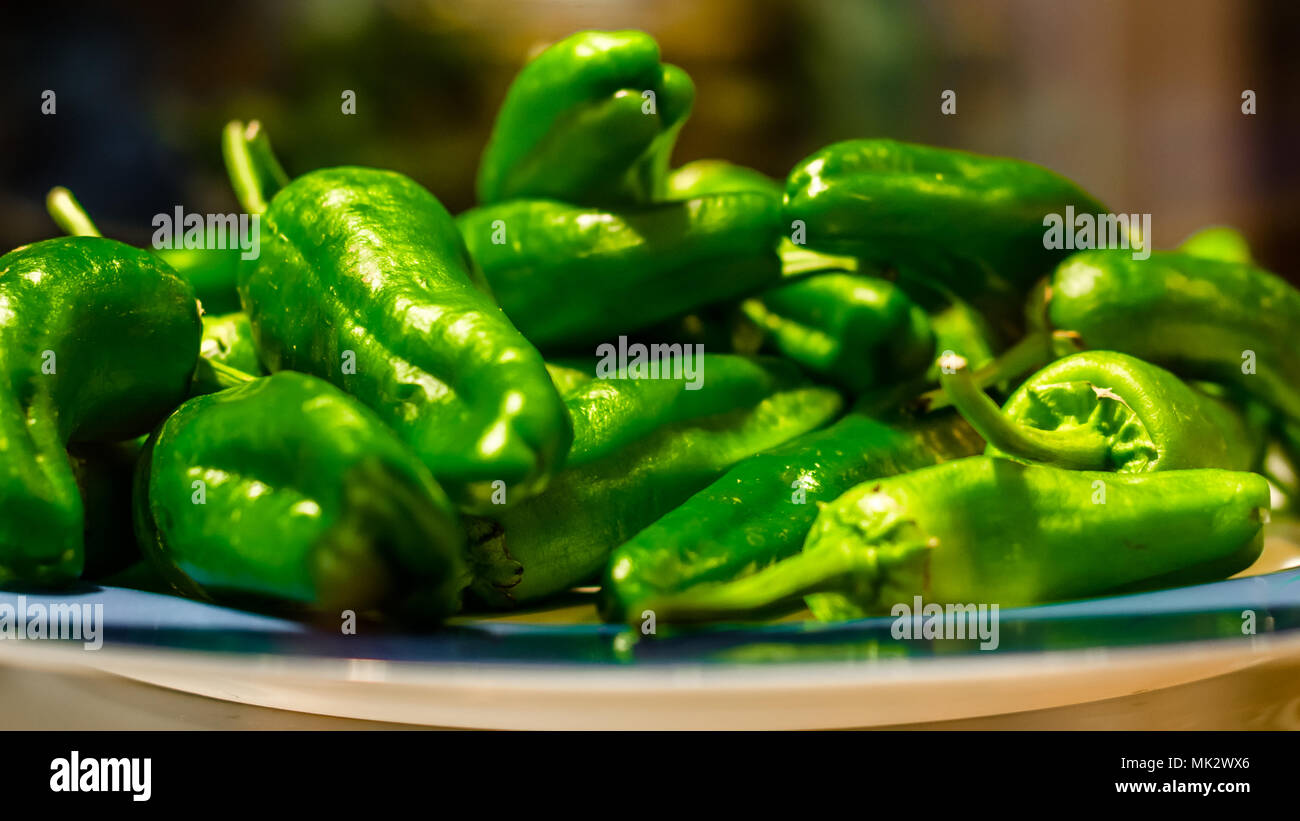 Spanish green peppers called "pimientos de Padron", very popular served