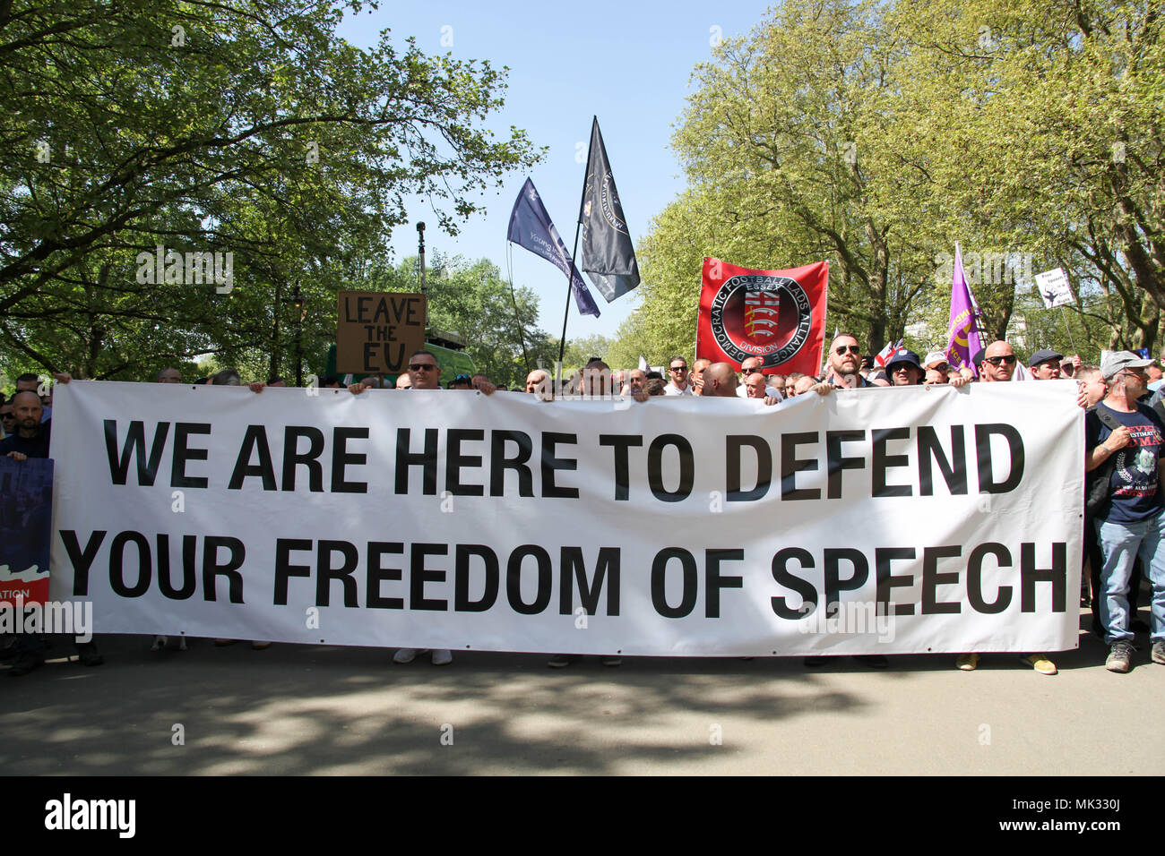 London, UK. 6th May 2018. The Front of the Day for Freedom March Credit: Alex Cavendish/Alamy Live News Stock Photo