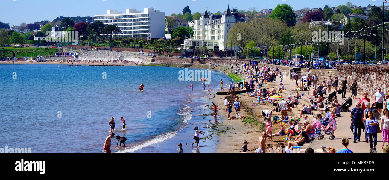 Torquay, Devon, United Kingdom: 6th May 2018: Torre Abbey Sands on May Bank Holiday Credit: nagelestock.com/Alamy Live News Stock Photo