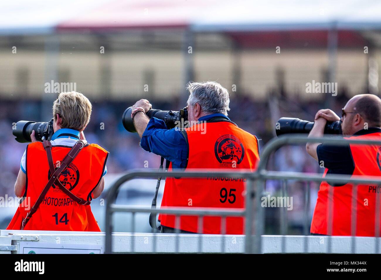 Cross Country. Photographers at finish. Mitsubishi Badminton Horse Trials. Badminton. UK.  05/05/2018. Stock Photo