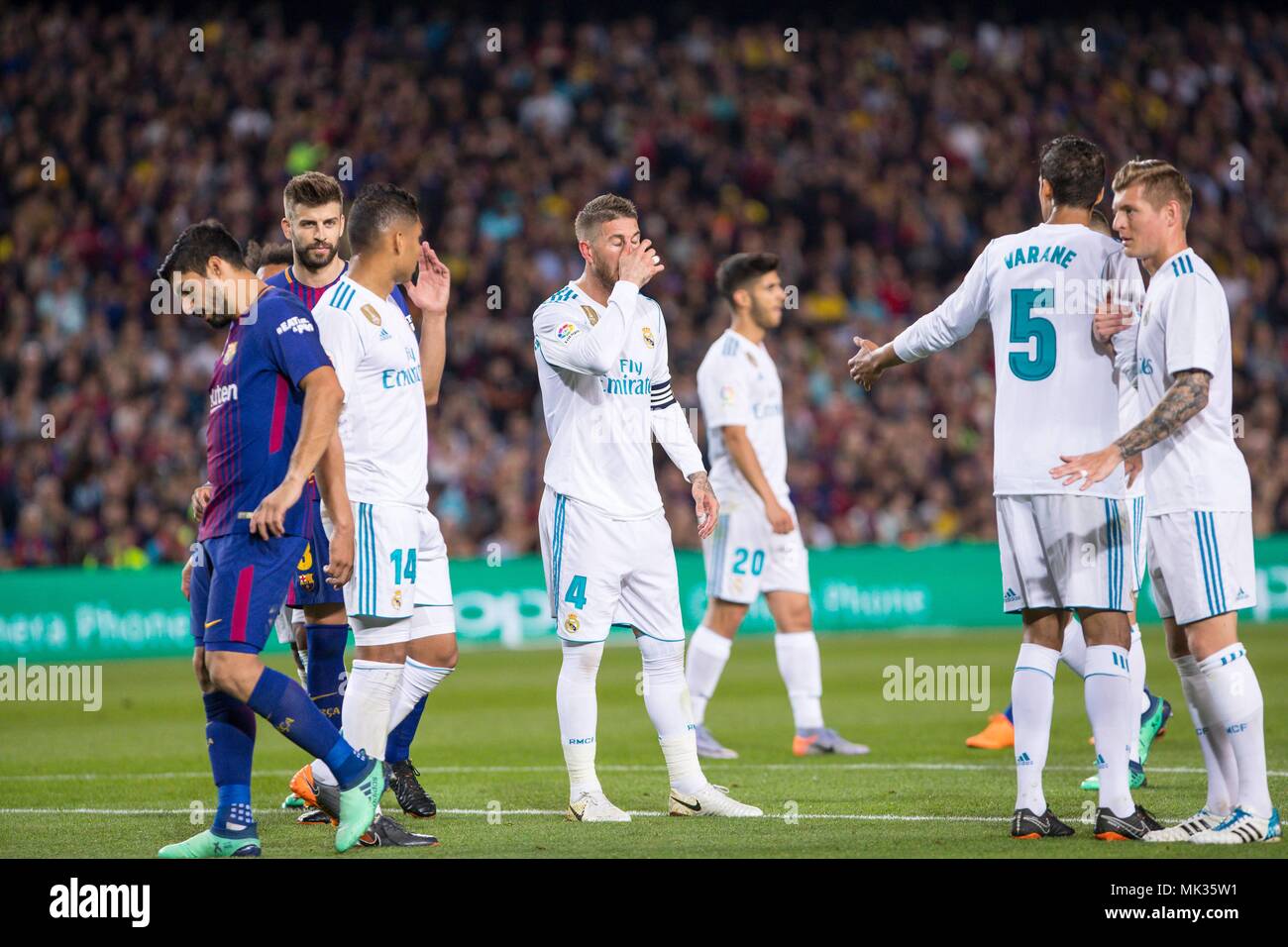 Spain 6th Of May Real Madrid Defender Sergio Ramos 4 During The Match Between Fc Barcelona