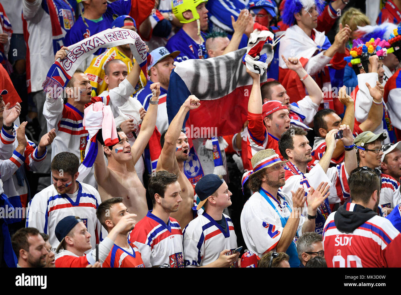 Czech fans in action during the Ice Hockey World Championships match