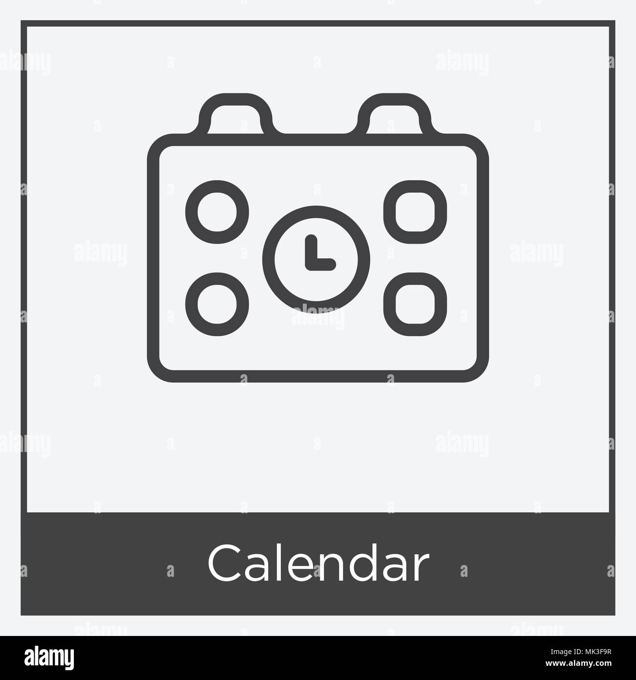 Calendar icon isolated on white background with gray frame, sign and ...