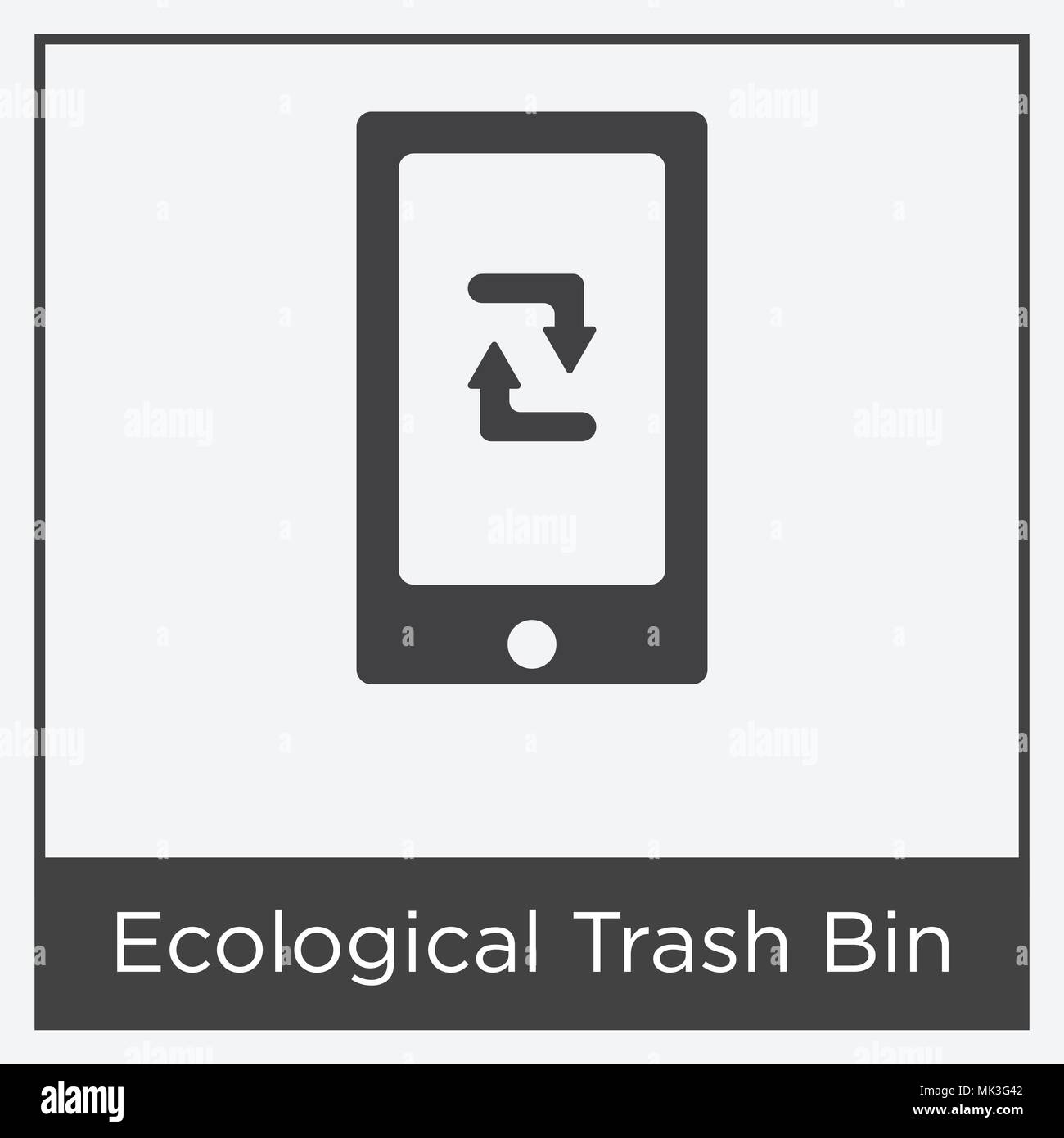 Ecological Trash Bin icon isolated on white background with gray frame, sign and symbol Stock Vector