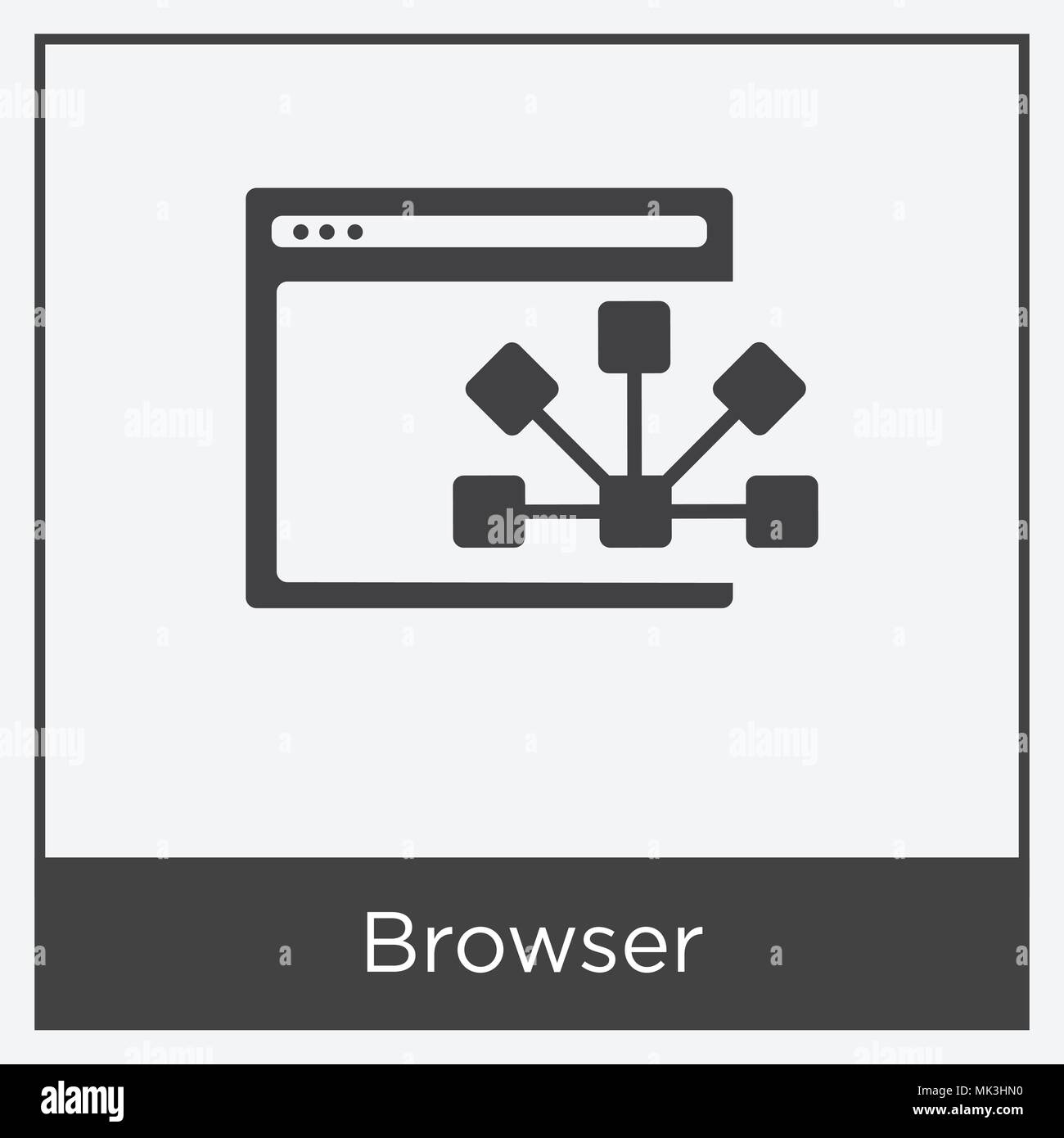 Browser icon isolated on white background with gray frame, sign and ...