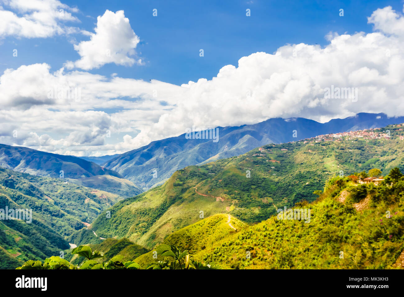 View on mountain landscape in the Yungas by Coroico - Bolivia Stock Photo