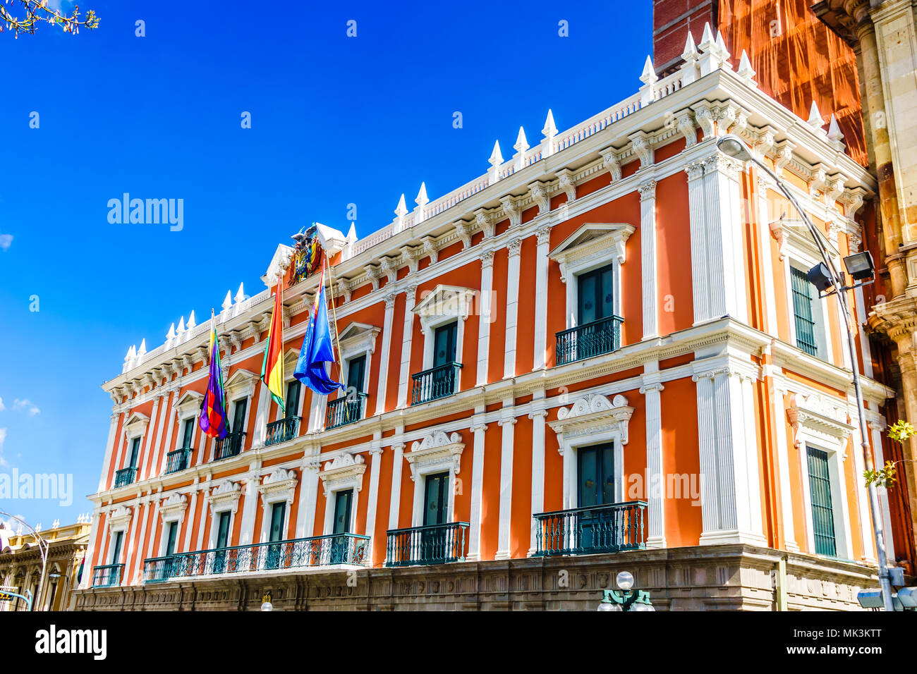 View on bolivian Palace of Government - Palacio Quemado - in La Paz - Bolivia Stock Photo