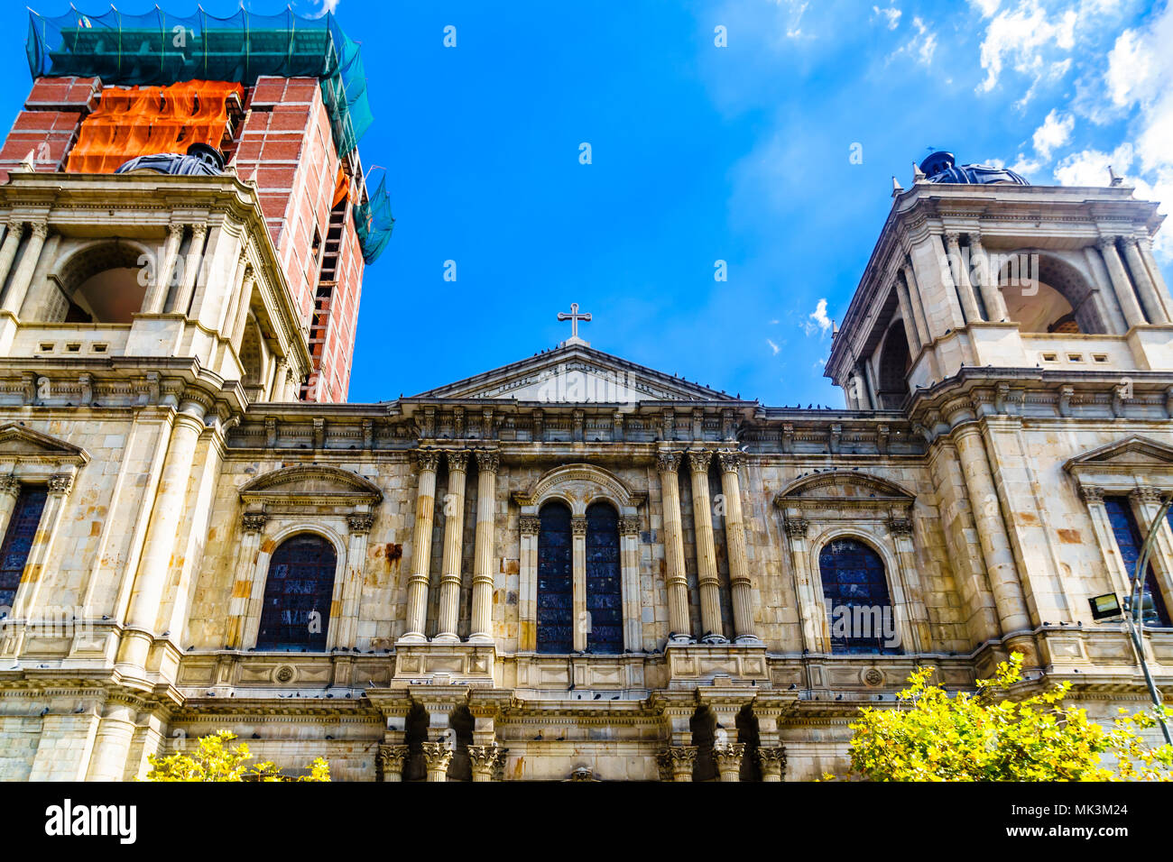 View on metropolitan Cathedral is located on Plaza Murillo Square in La Paz, Bolivia Stock Photo