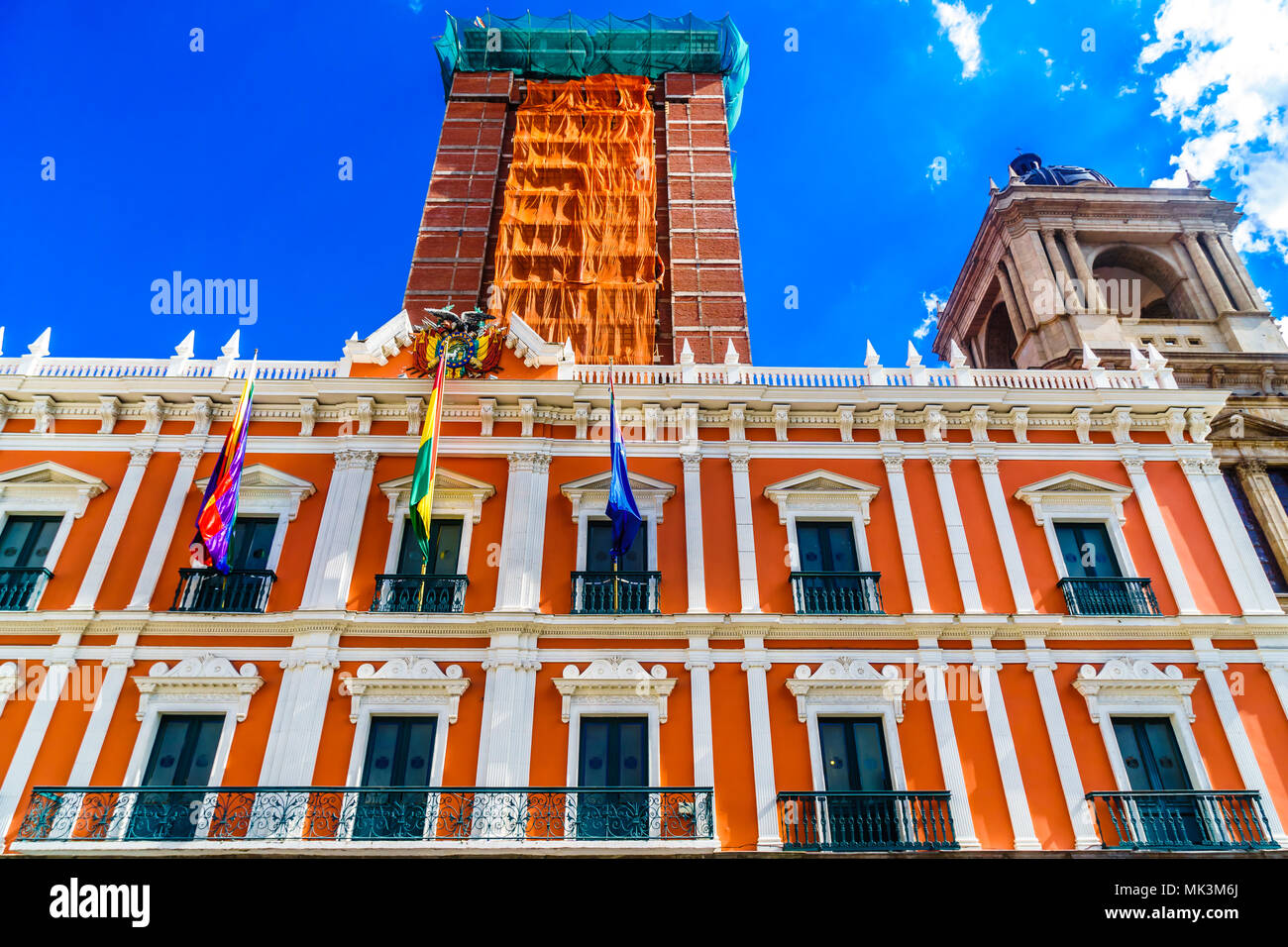 View on bolivian Palace of Government - Palacio Quemado - in La Paz - Bolivia Stock Photo