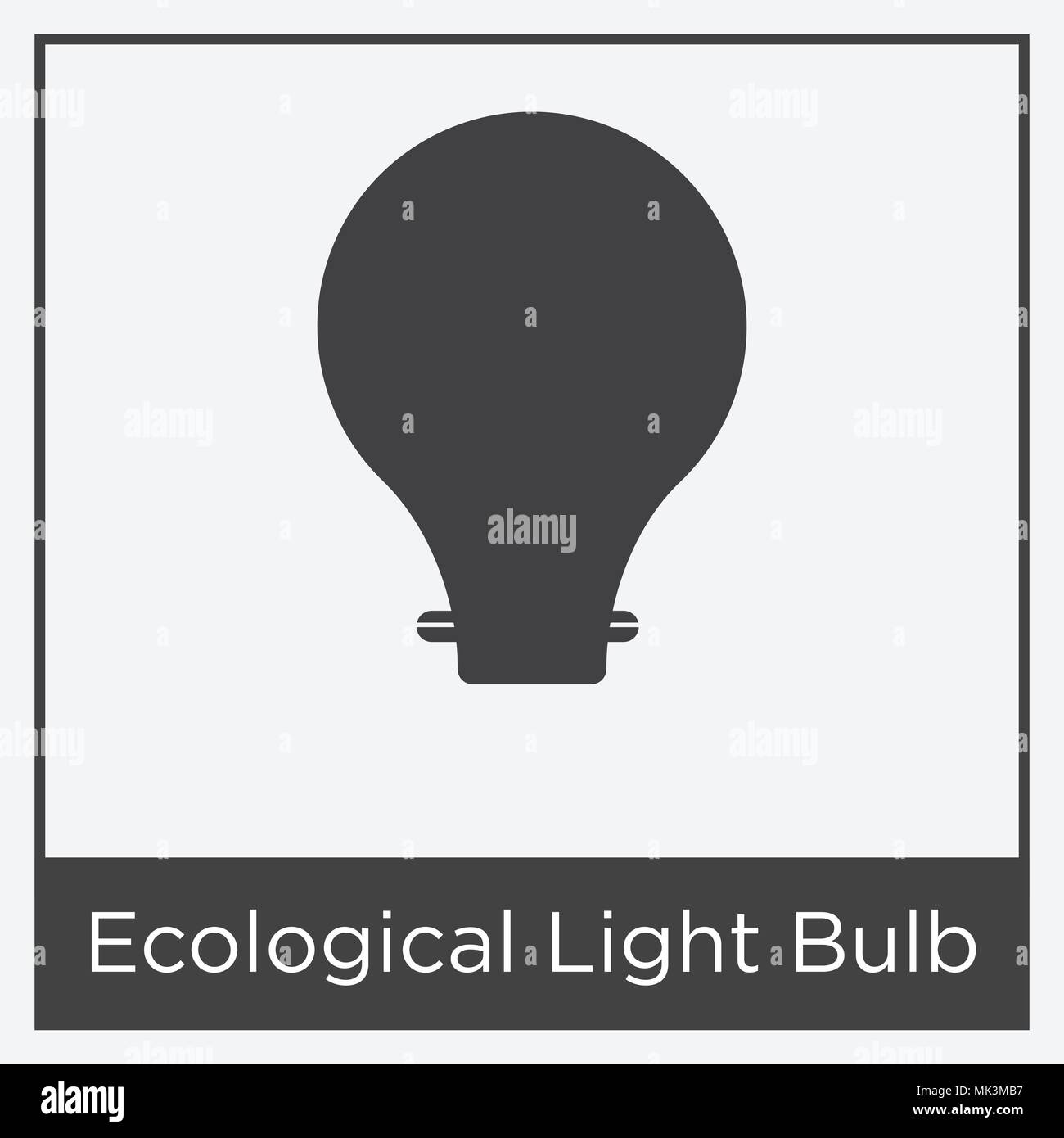 Ecological Light Bulb icon isolated on white background with gray frame ...