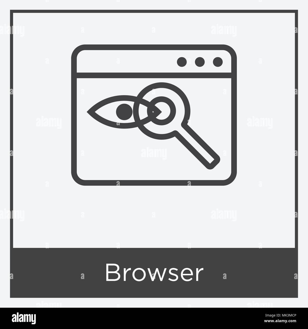 Browser icon isolated on white background with gray frame, sign and ...