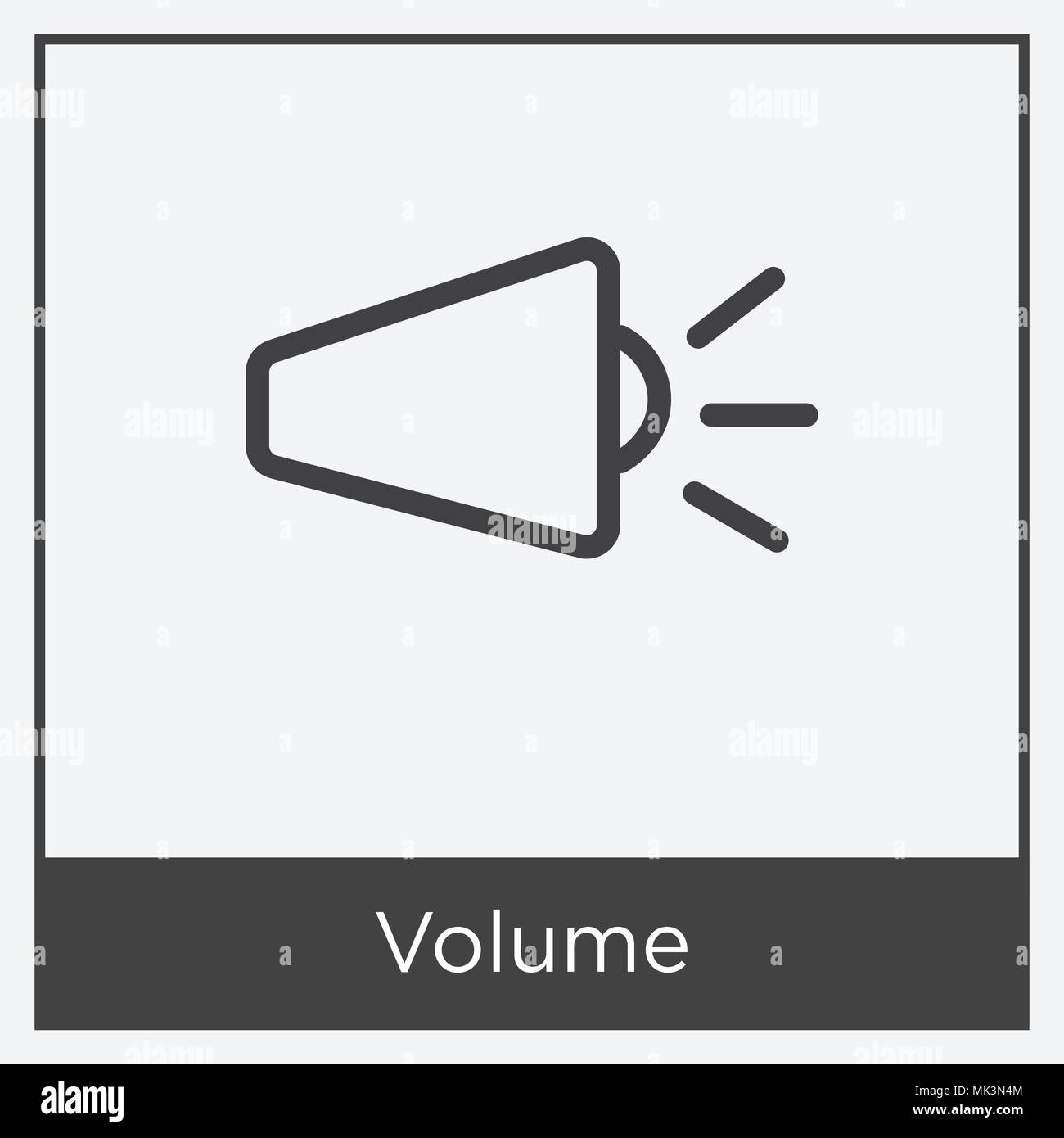 Volume icon isolated on white background with gray frame, sign and ...