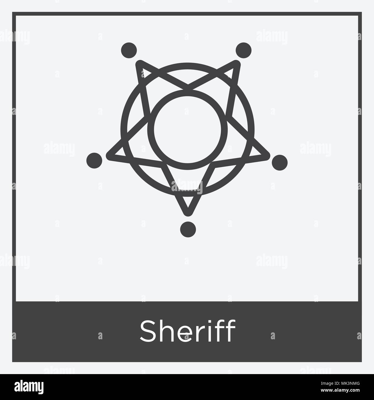Sheriff icon isolated on white background with gray frame, sign and ...