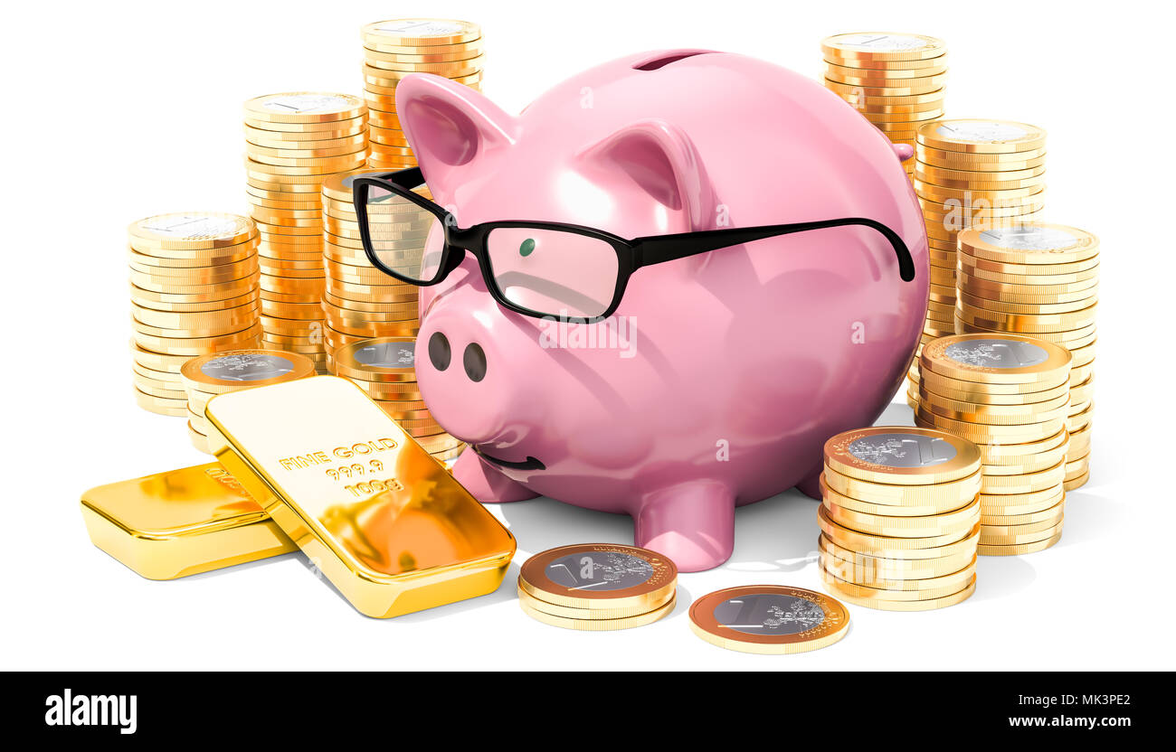 Golden Piggy Bank Isolated Stock Photo - Alamy