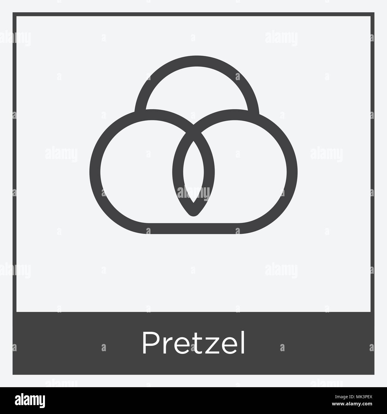 Pretzel icon isolated on white background with gray frame, sign and ...