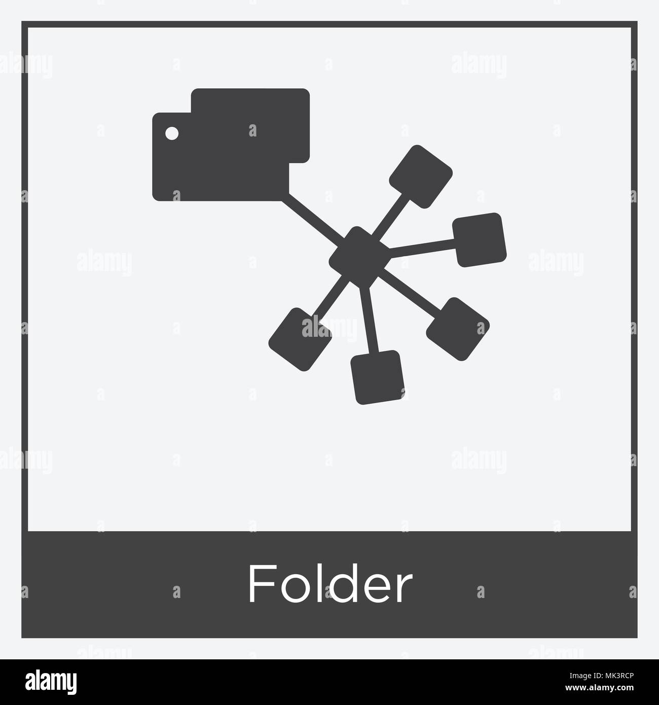 Folder icon isolated on white background with gray frame, sign and ...